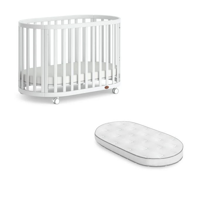 Boori Eden Oval Cot - Barley White + Boori Oval Pocket Spring Mattress