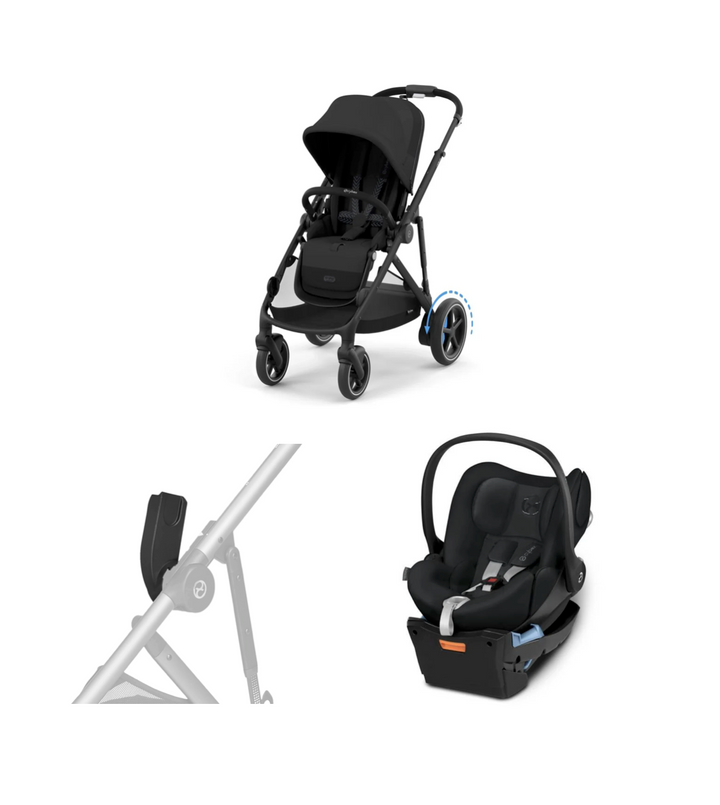 Cybex eGazelle S Pram - Moon Black + Cybex Cloud Q Capsule + Adapter