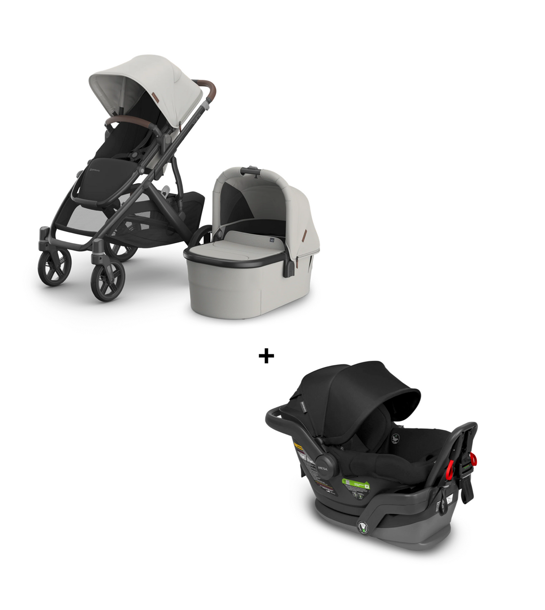UPPAbaby VISTA V3 With Bassinet Savannah + UPPAbaby Mesa Car Seat Capsule - Charcoal (James) Bundle