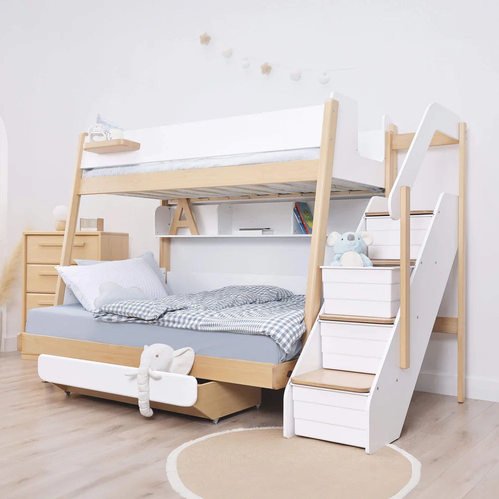 Boori Natty Maxi Bunk Bed with Staircase - Barley and Almond (BK-NASMBBSCV24/BAAD)