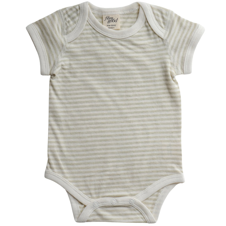 Fibre For Good Organic Cotton Stripe Jersey Bodysuit - Sage/Natural