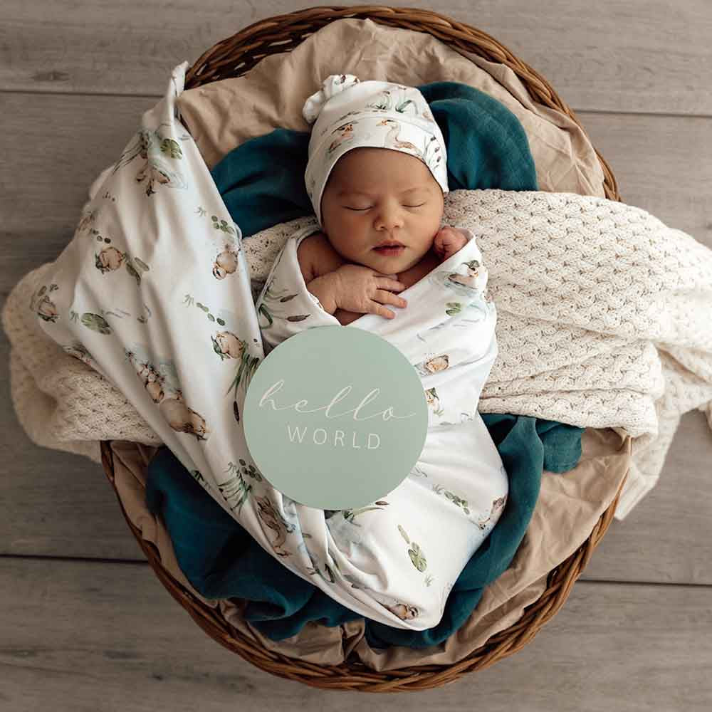Baby Jersey Wrap & Beanie Set - Duck Pond