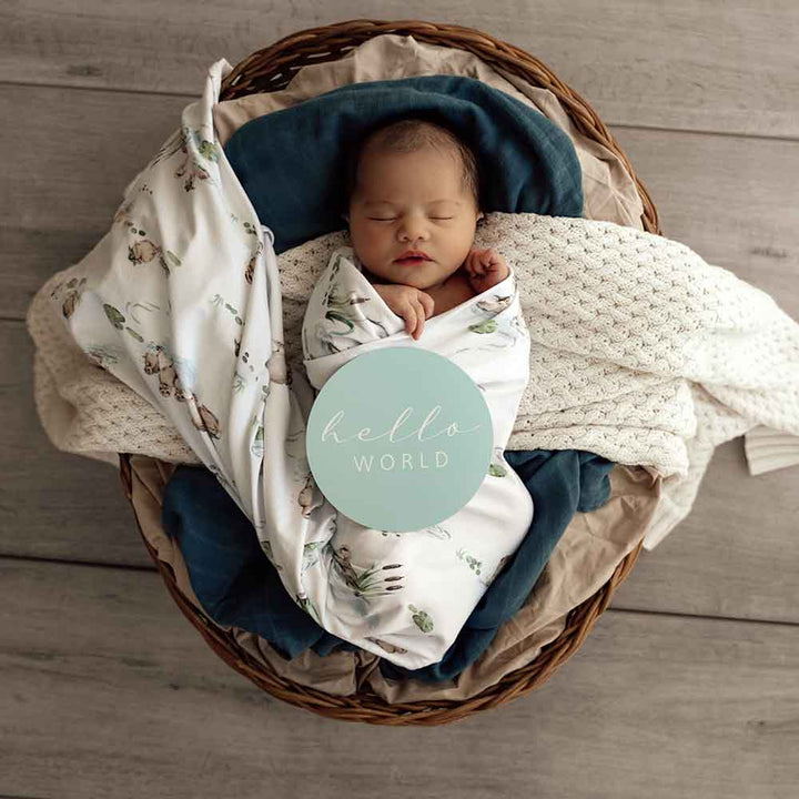Baby Jersey Wrap & Beanie Set - Duck Pond