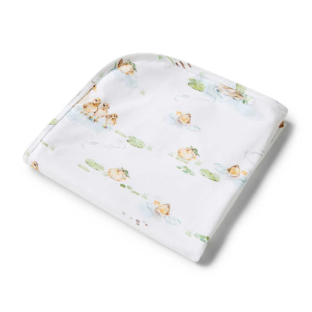 Baby Jersey Wrap & Beanie Set - Duck Pond
