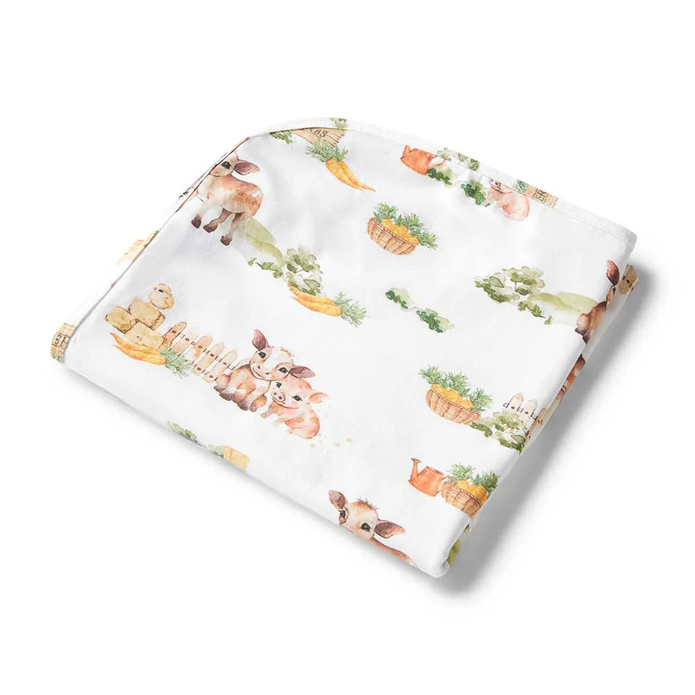 Organic Jersey Wrap & Beanie Set Farm