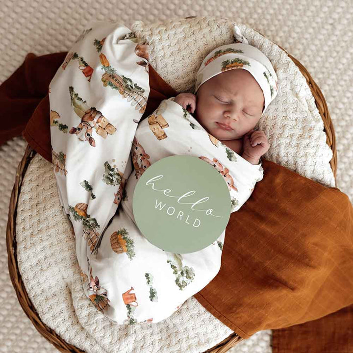 Organic Jersey Wrap & Beanie Set Farm