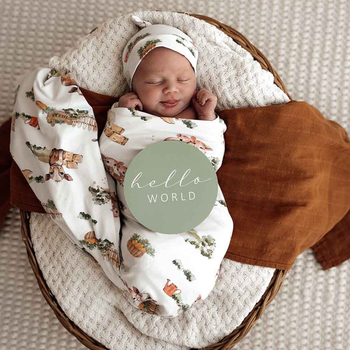 Organic Jersey Wrap & Beanie Set Farm