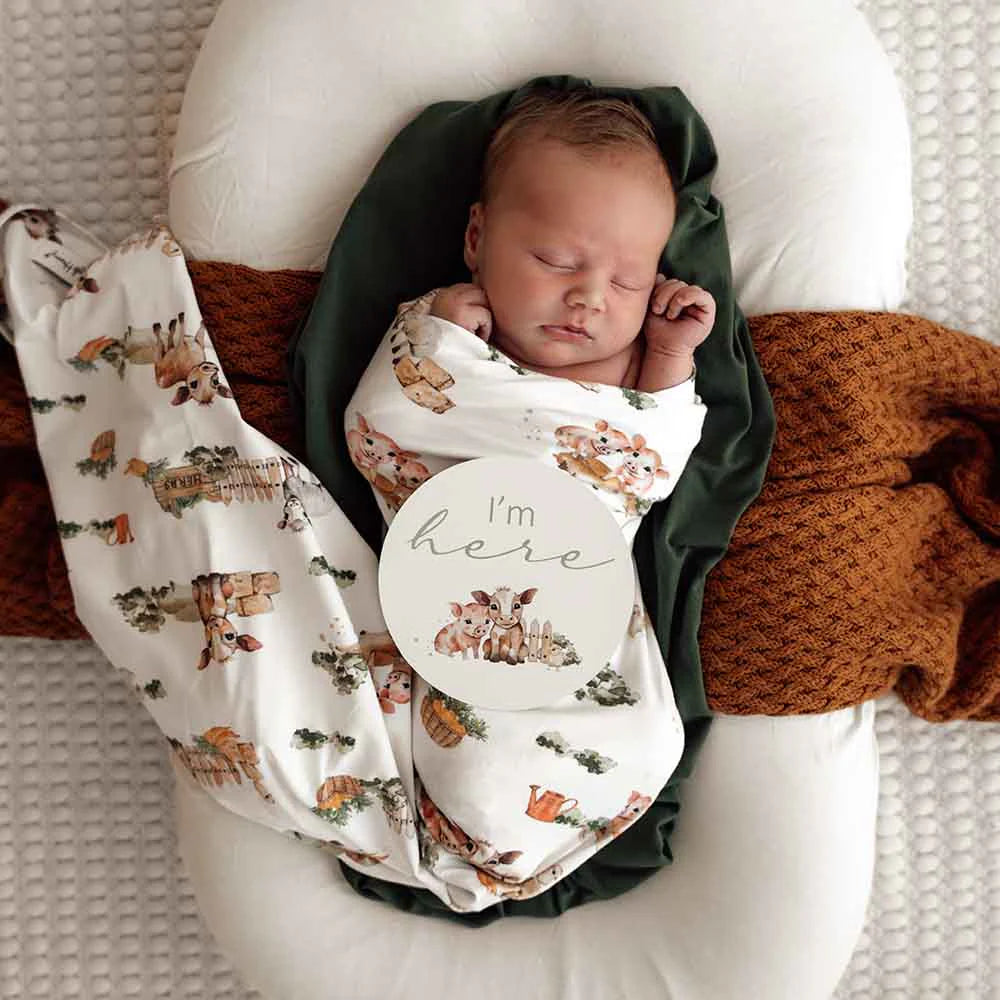 Organic Jersey Wrap & Beanie Set Farm