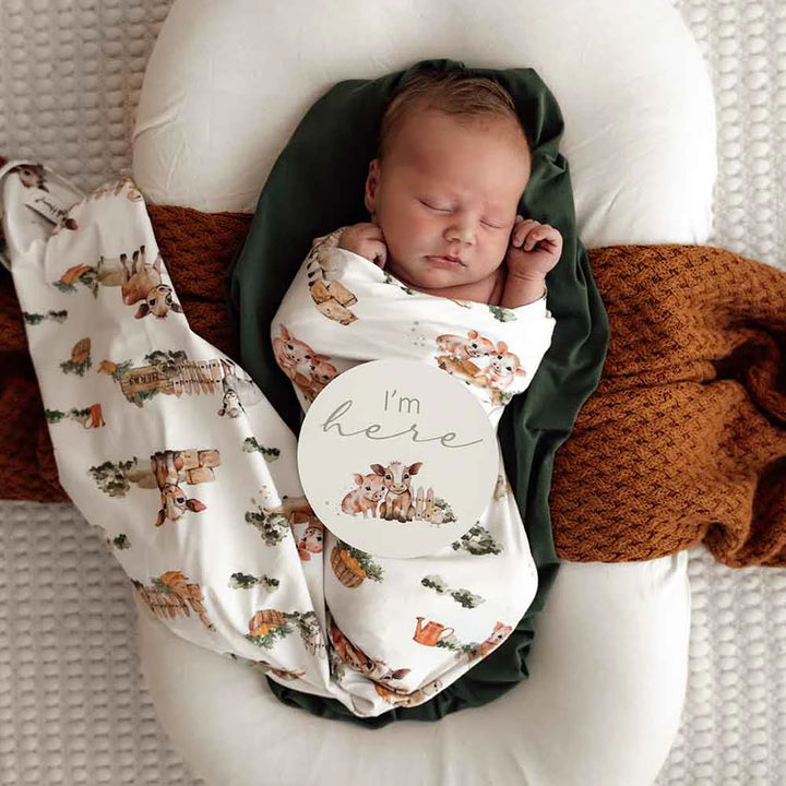 Organic Jersey Wrap & Beanie Set Farm