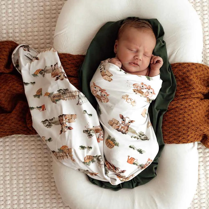 Organic Jersey Wrap & Beanie Set Farm
