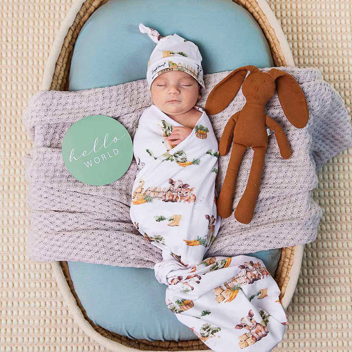Organic Jersey Wrap & Beanie Set Farm