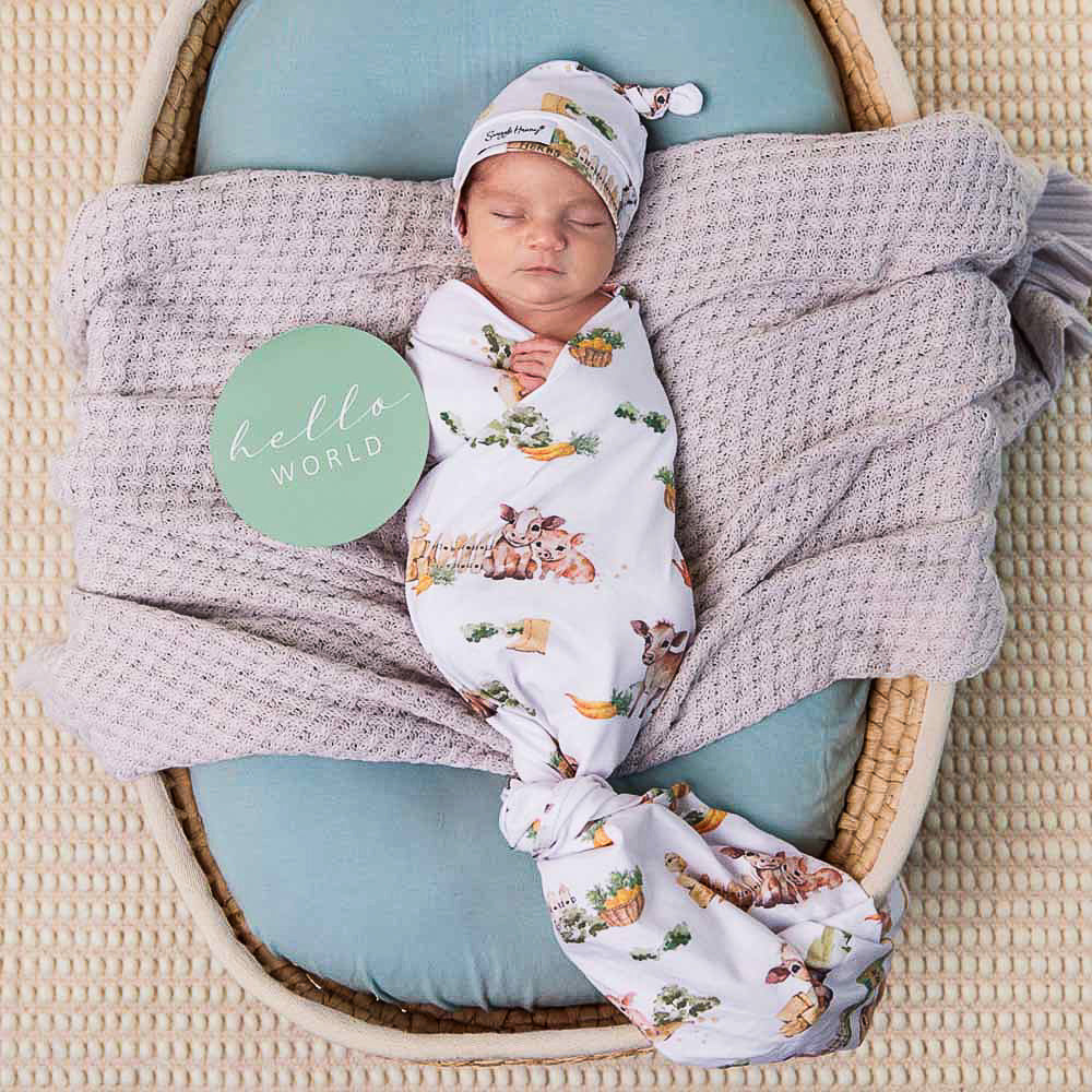 Organic Jersey Wrap & Beanie Set Farm