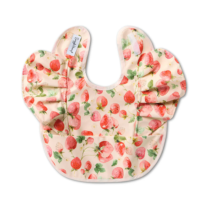 Snuggle Bib Waterproof Strawberry Frill