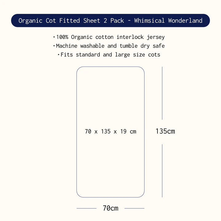 Living Textiles Organic Cot Fitted Sheet 2 Pack - Whimsical Wonderland