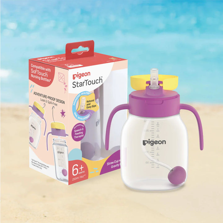 Pigeon StarTouch™ Straw Cup with Gravity Ball 250ml - Berry Blast