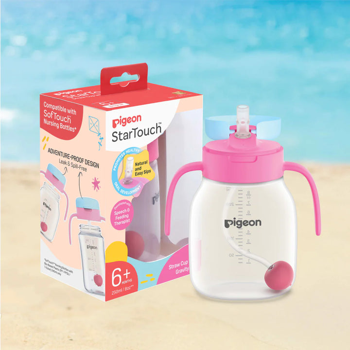 Pigeon StarTouch™ Straw Cup with Gravity Ball 250ml - Bubblegum Pop