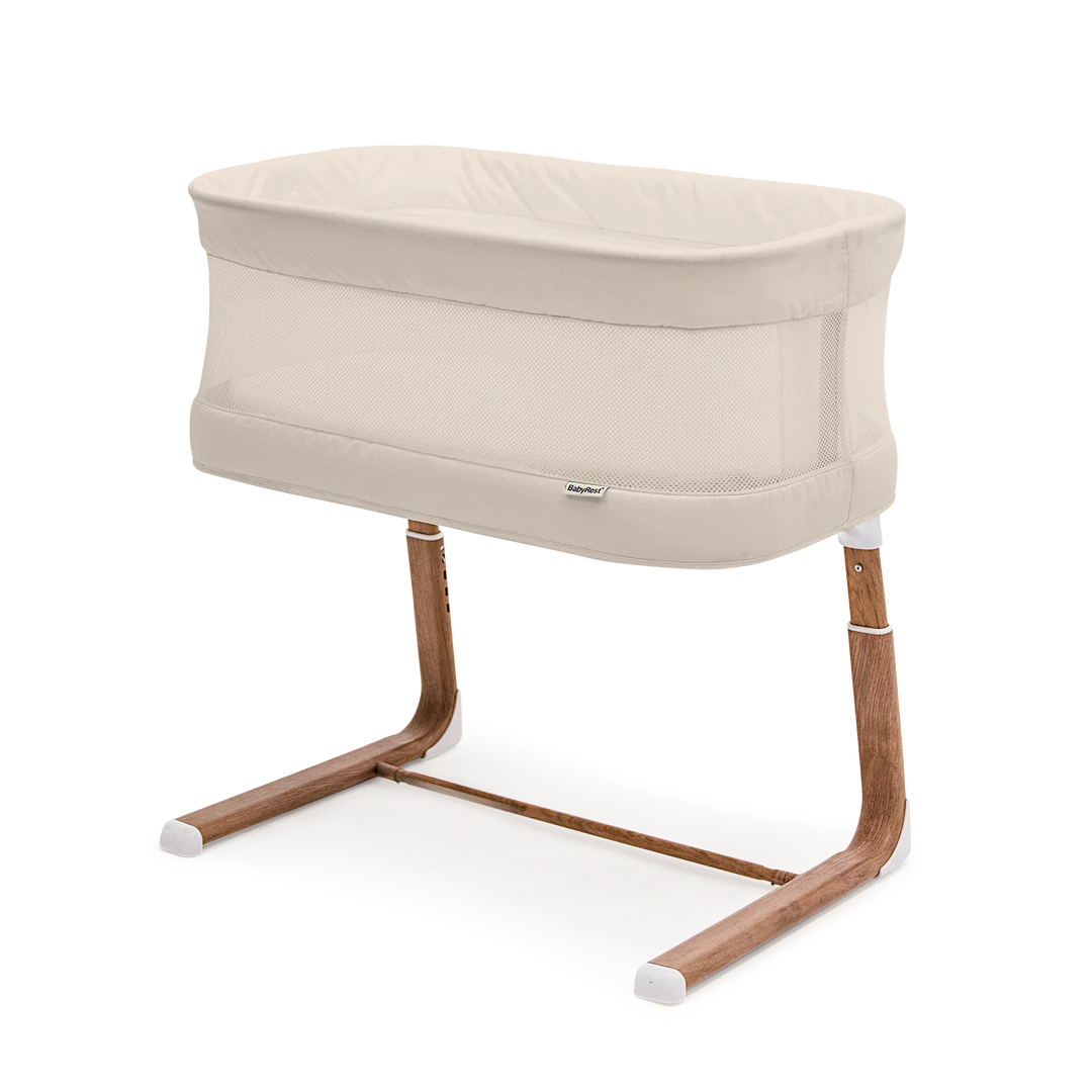 BabyRest Swan Smart Electric Bassinet - Beige/Walnut