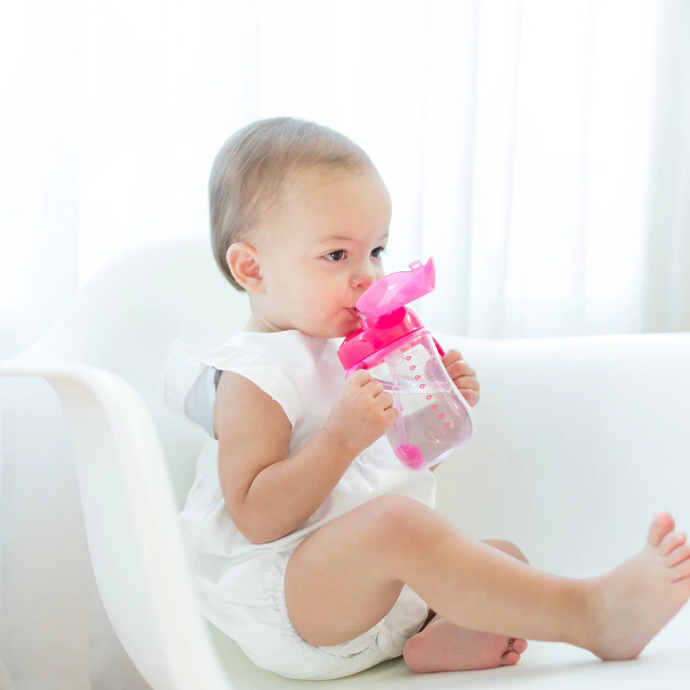 Dr Browns 270 ml Baby's First Straw Cup w/ Handles - Pink (6m+)