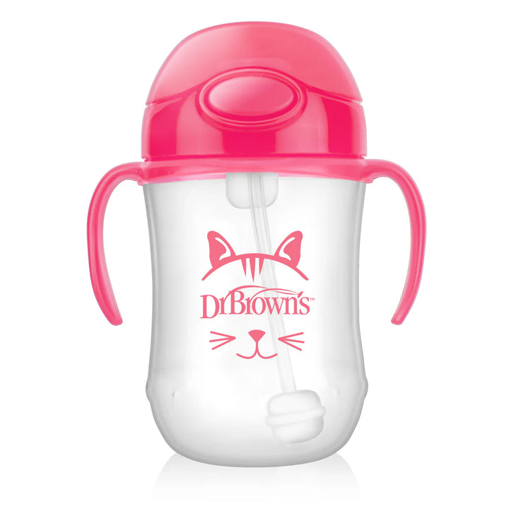 Dr Browns 270 ml Baby's First Straw Cup w/ Handles - Pink (6m+)