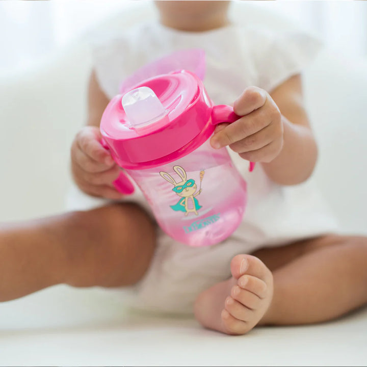 Dr Browns 270 ml Soft-Spout Toddler Cup w/ Handles - Pink Superhero (9m+)