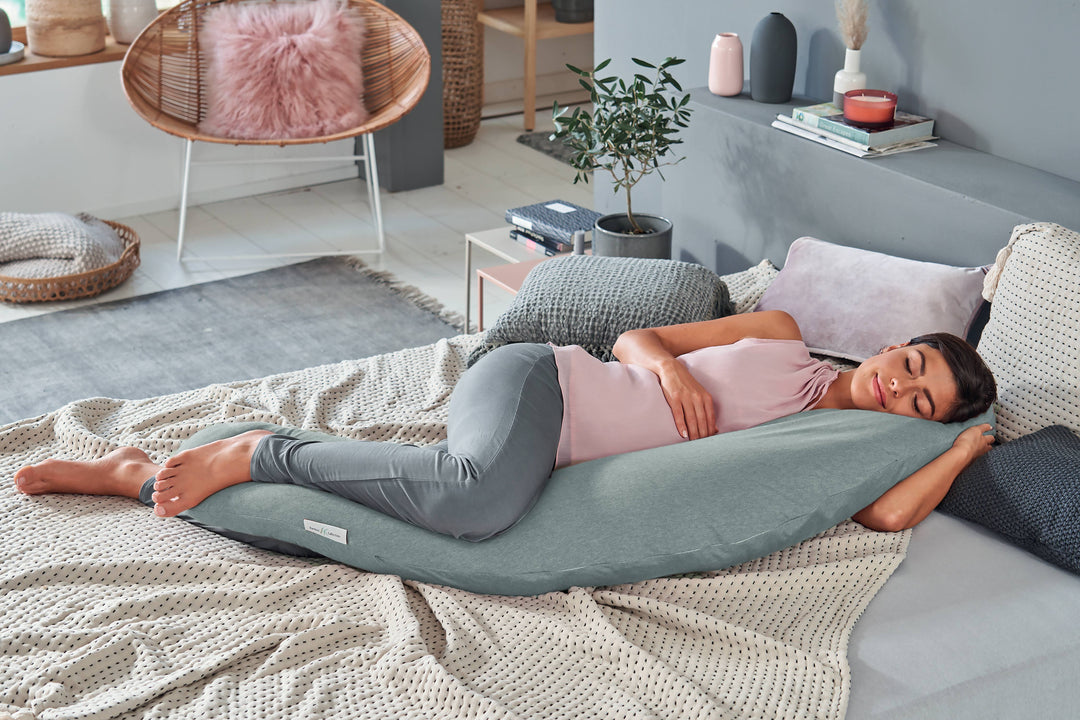 Theraline The Original Maternity and Nursing Pillow - Melange Green Grey Bamboo