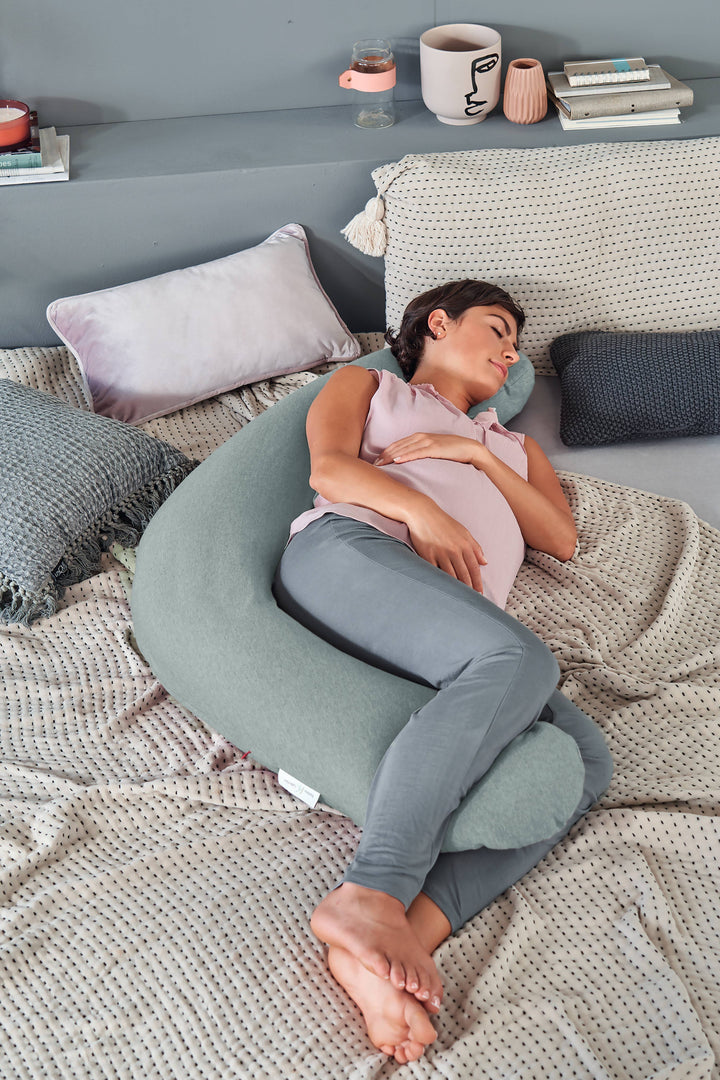 Theraline The Original Maternity and Nursing Pillow - Melange Green Grey Bamboo