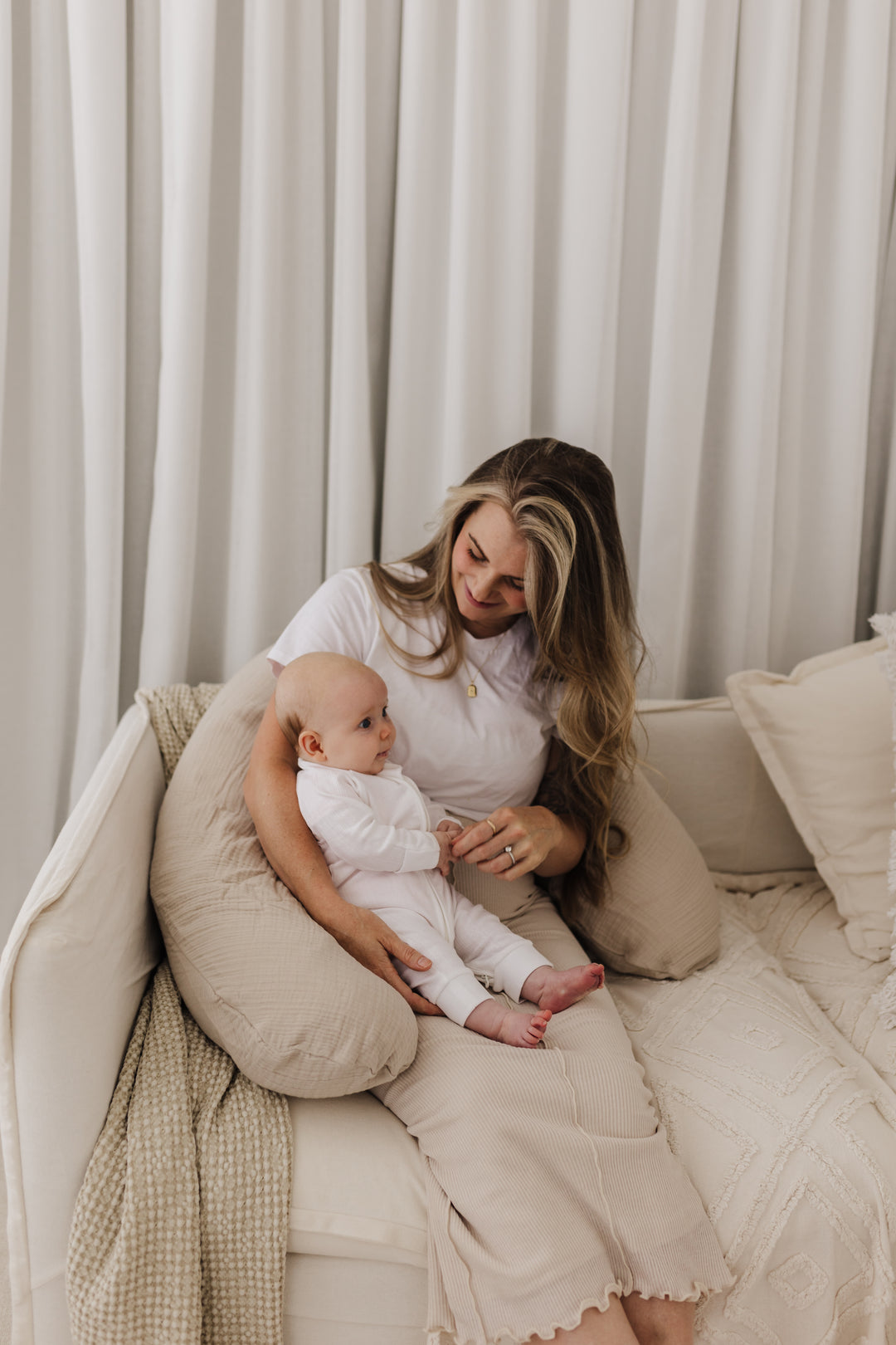 Theraline Muslin Maternity & Nursing Pillow - Sand Beige