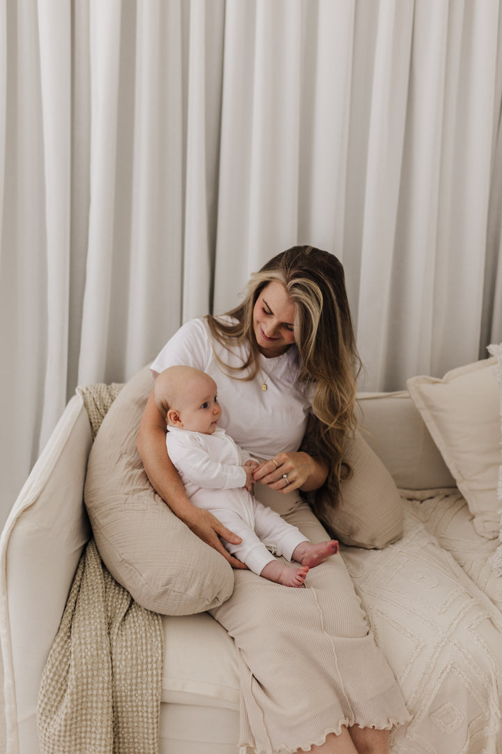 Theraline Muslin Maternity & Nursing Pillow - Sand Beige