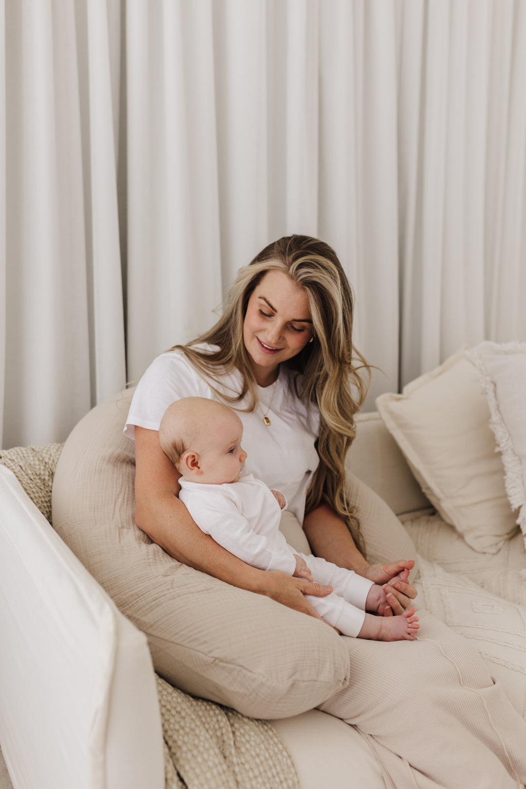 Theraline Muslin Maternity & Nursing Pillow - Sand Beige