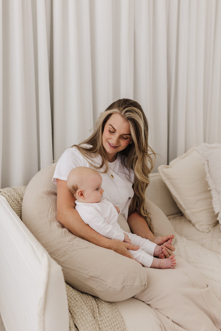 Theraline Muslin Maternity & Nursing Pillow - Sand Beige