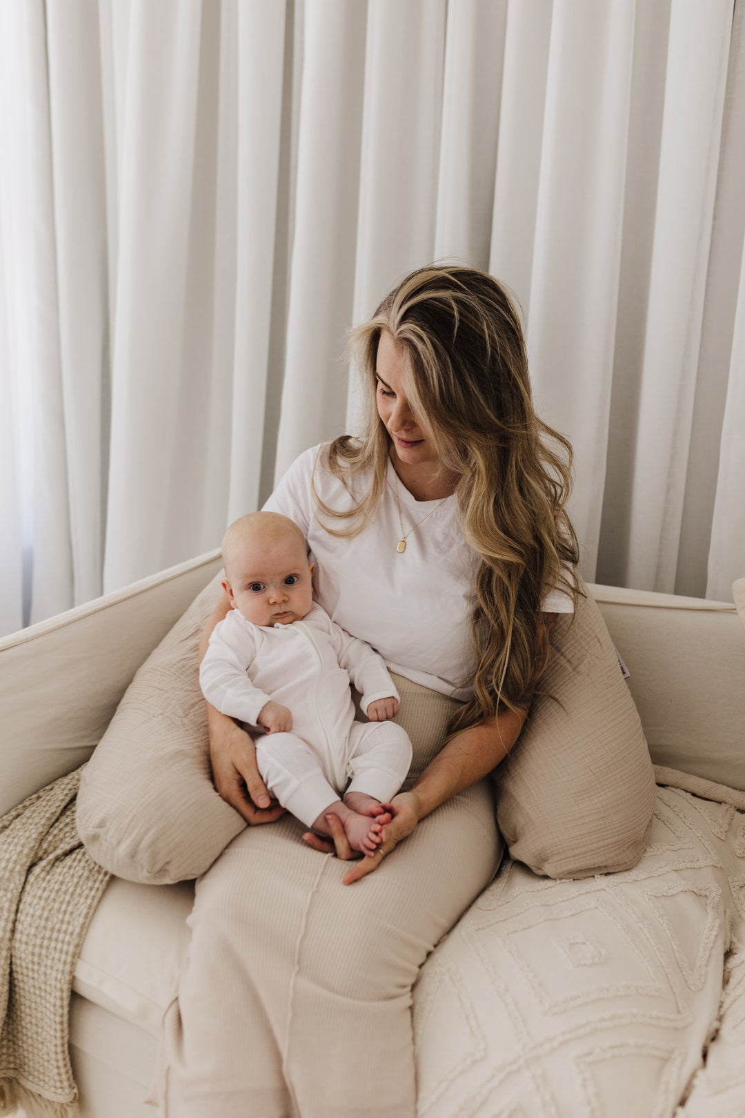 Theraline Muslin Maternity & Nursing Pillow - Sand Beige