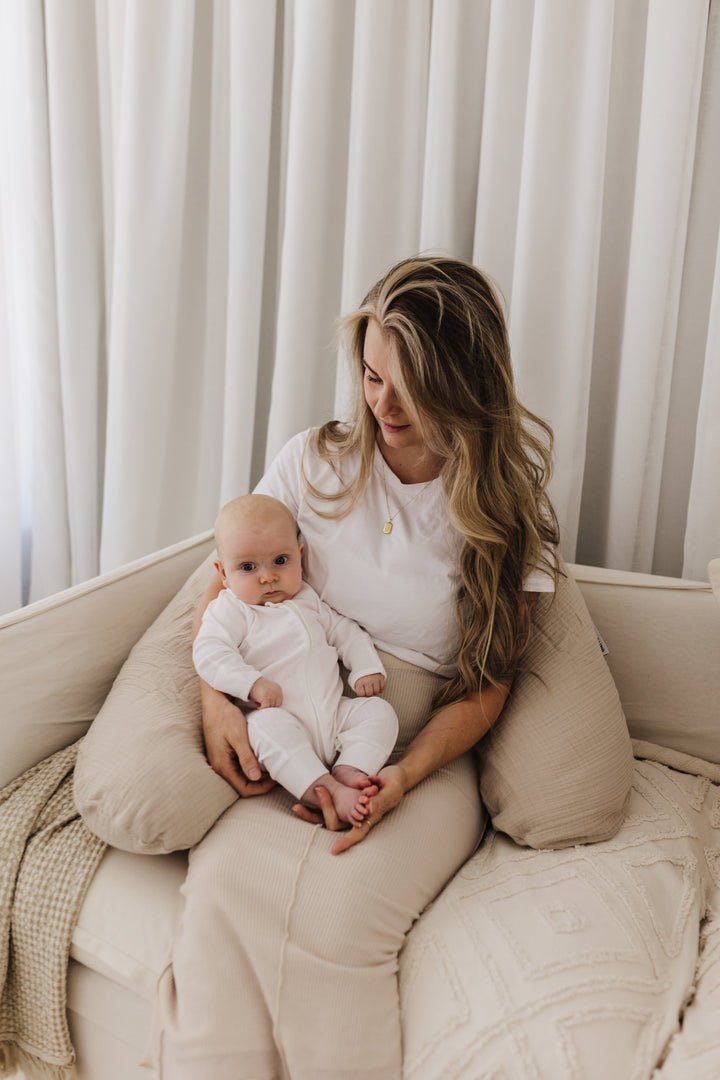 Theraline Muslin Maternity & Nursing Pillow - Sand Beige