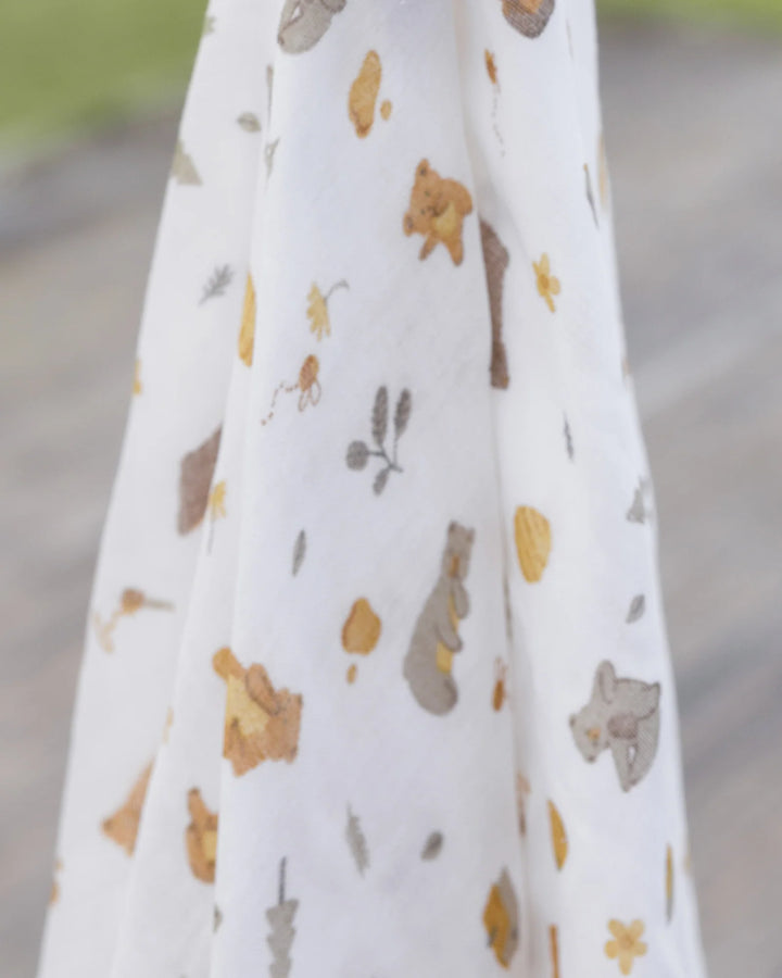 Little Linen Muslin Wrap 1 Pack Prints - Nectar Bear