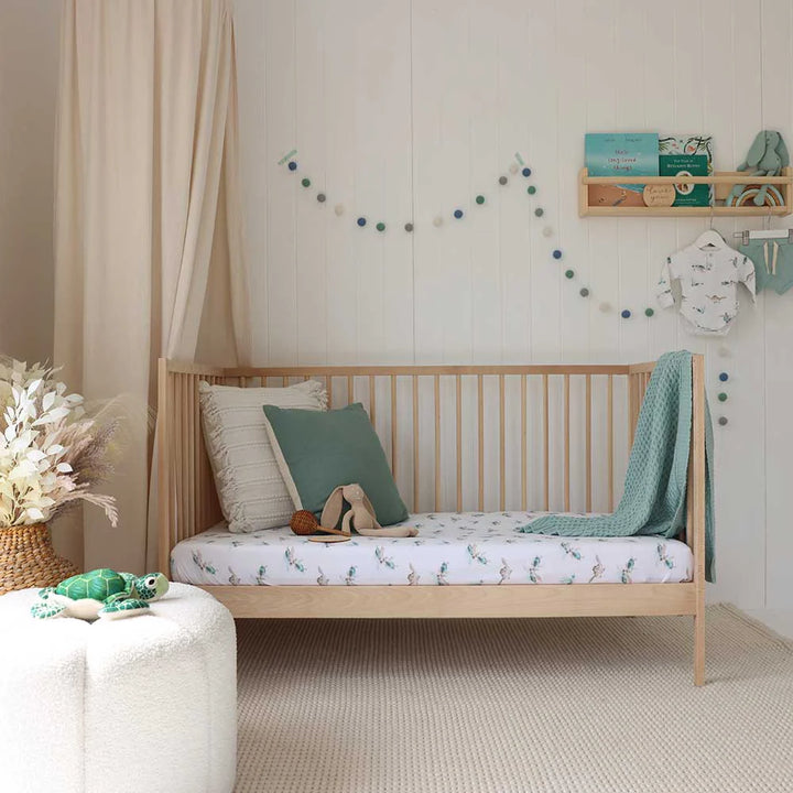 Snuggle Hunny Organic Fitted Cot Sheet - Turtle