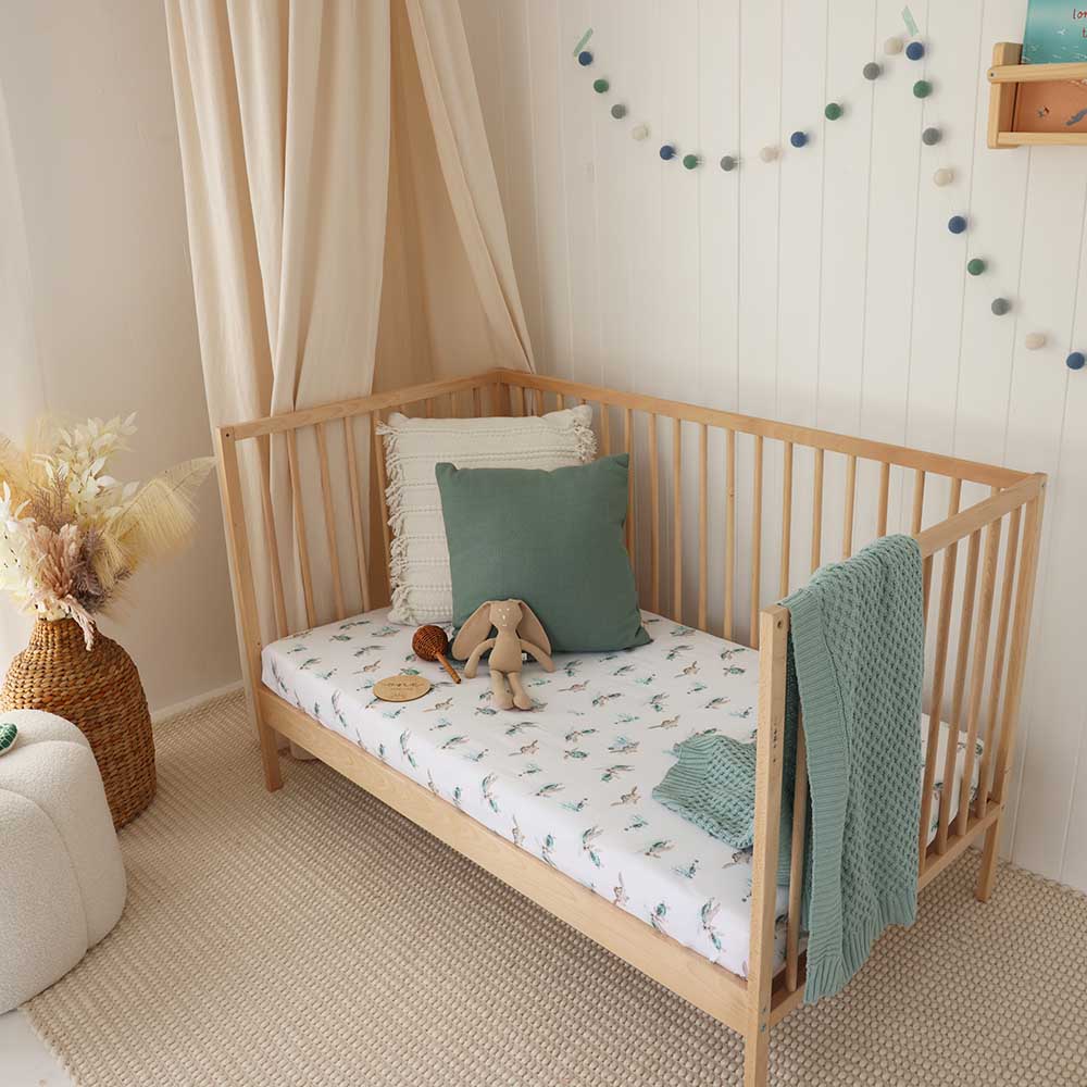 Snuggle Hunny Organic Fitted Cot Sheet - Turtle