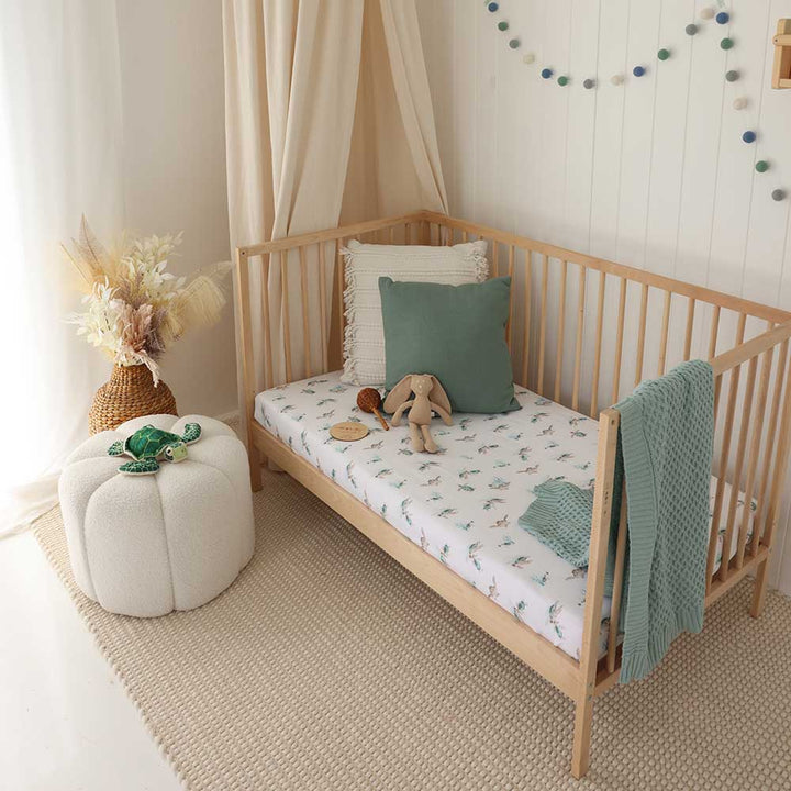 Snuggle Hunny Organic Fitted Cot Sheet - Turtle