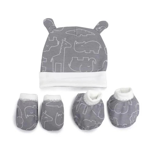 Bamboo 3pcs Newborn Layette Gift Set - Safari Grey