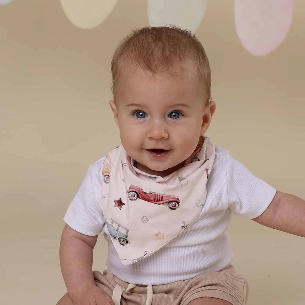 Organic Dribble Bib - Vintage Cars