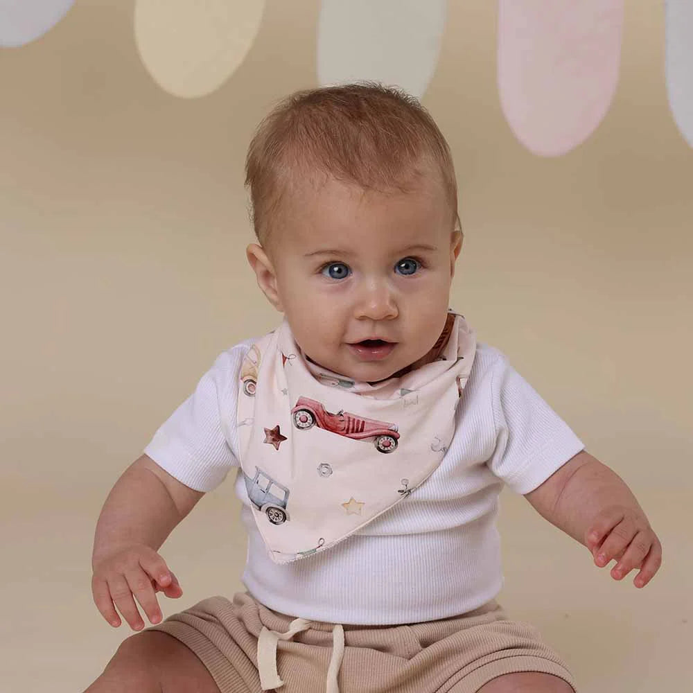 Organic Dribble Bib - Vintage Cars