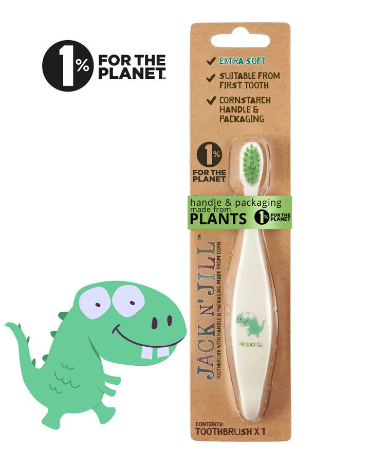 Jack N' Jill Bio Toothbrush - White/Dino Print