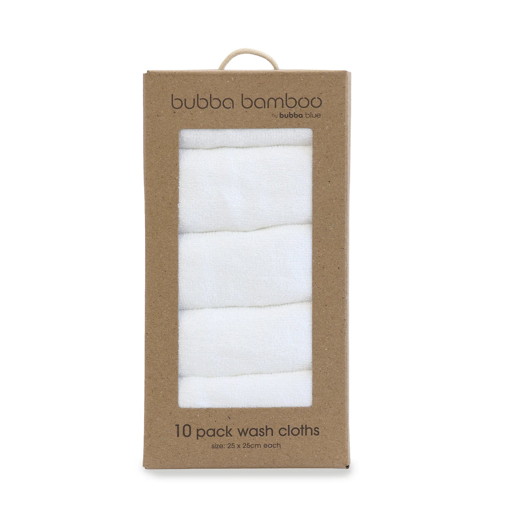 Bubba Blue Bamboo White 10pk Wash Cloths