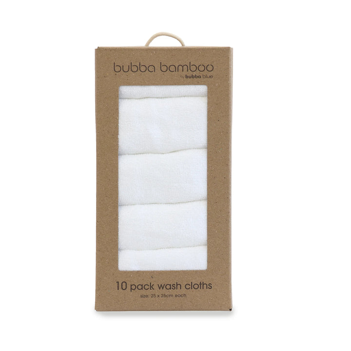 Bubba Blue Bamboo White 10pk Wash Cloths