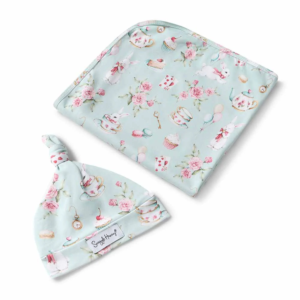 Organic Jersey Wrap & Beanie Set - White Rabbit