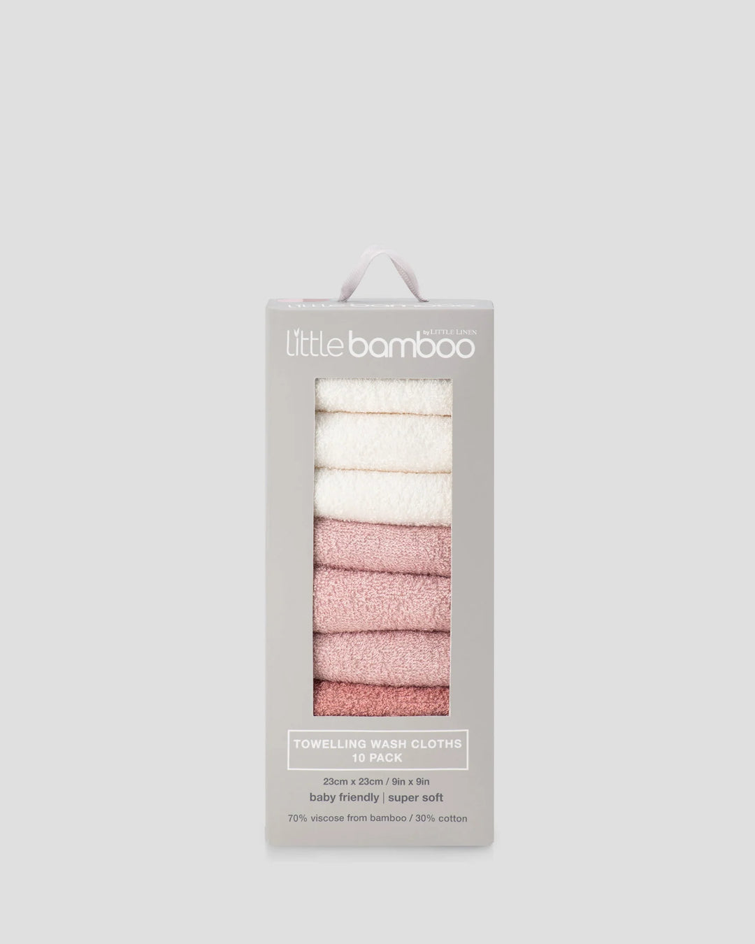 Little Bamboo Baby Towelling Washers 10PK - Dusty Rose