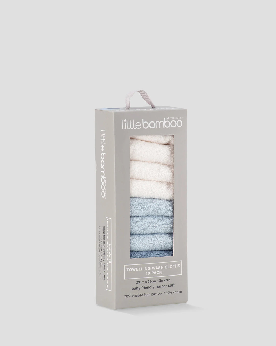 Little Bamboo Baby Towelling Washers 10PK - Retro Blue