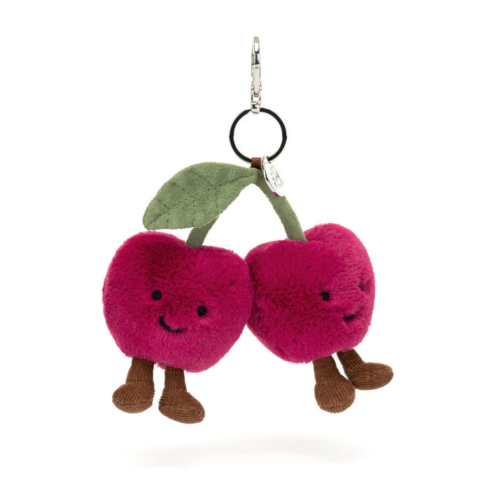 Jellycat Amuseables Cherries Bag Charm Red & Green 13x5x16cm