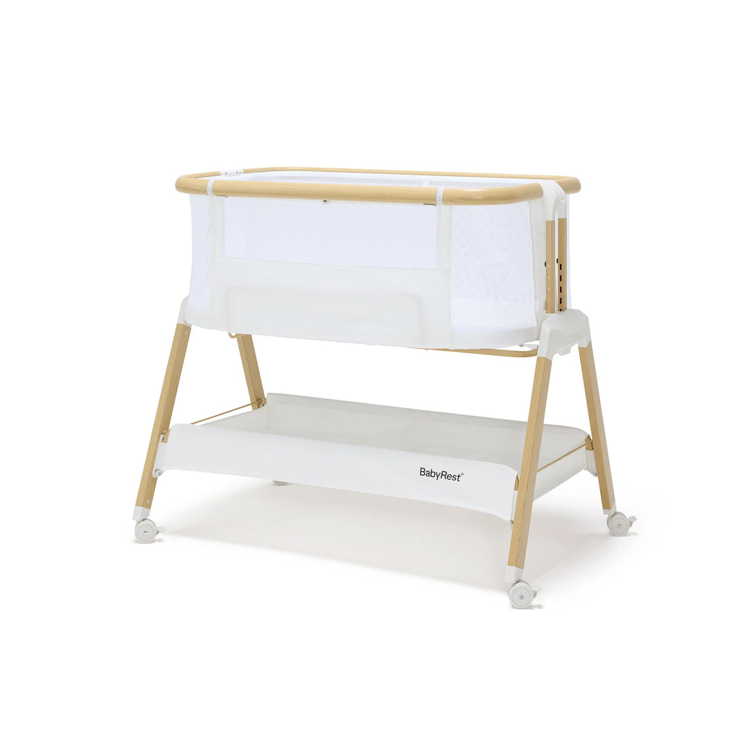BabyRest Alfie Bedside Bassinet. White/Natural