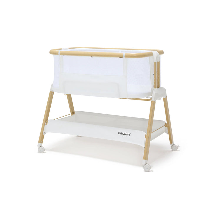 BabyRest Alfie Bedside Bassinet. White/Natural