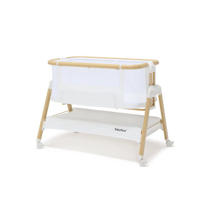 BabyRest Alfie Bedside Bassinet. White/Natural