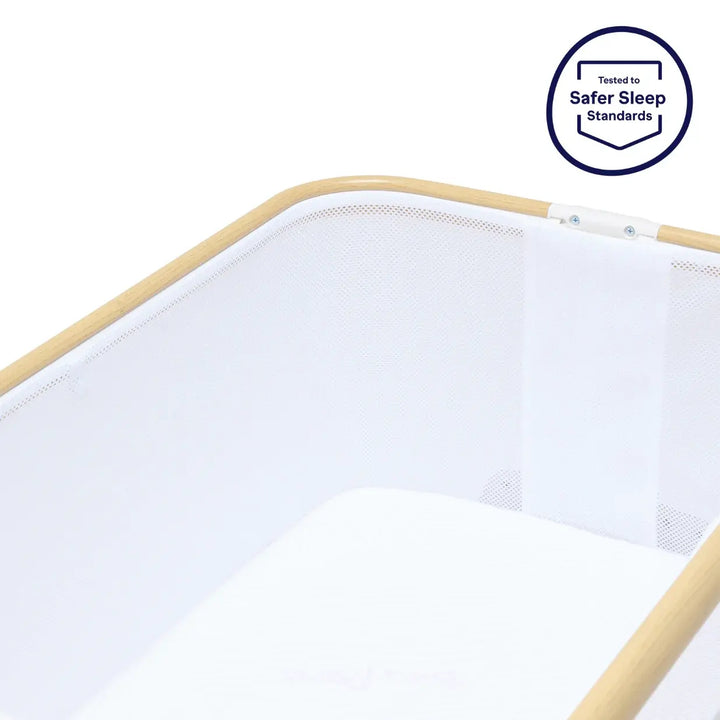 BabyRest Alfie Bedside Bassinet. White/Natural